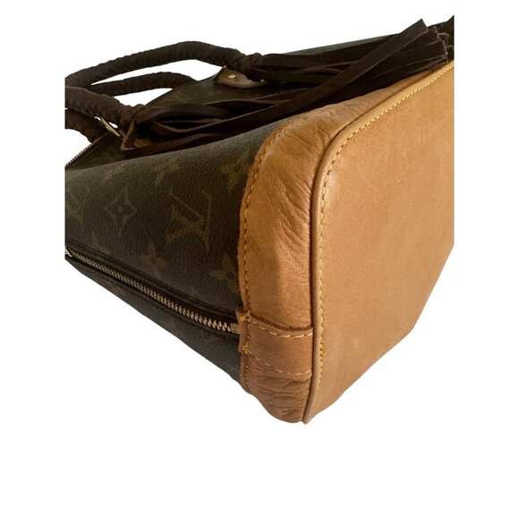 Louis Vuitton Vintage Boho Satchel Brown Monogram Canvas Luxury Western Fringe - Picture 11 of 16